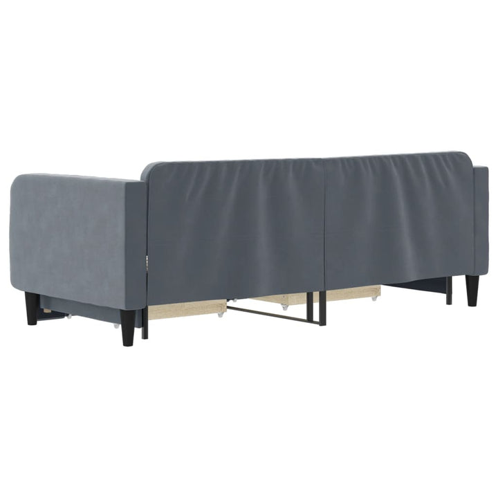 daybed med udtræk og skuffer 90x200 cm velour mørkegrå