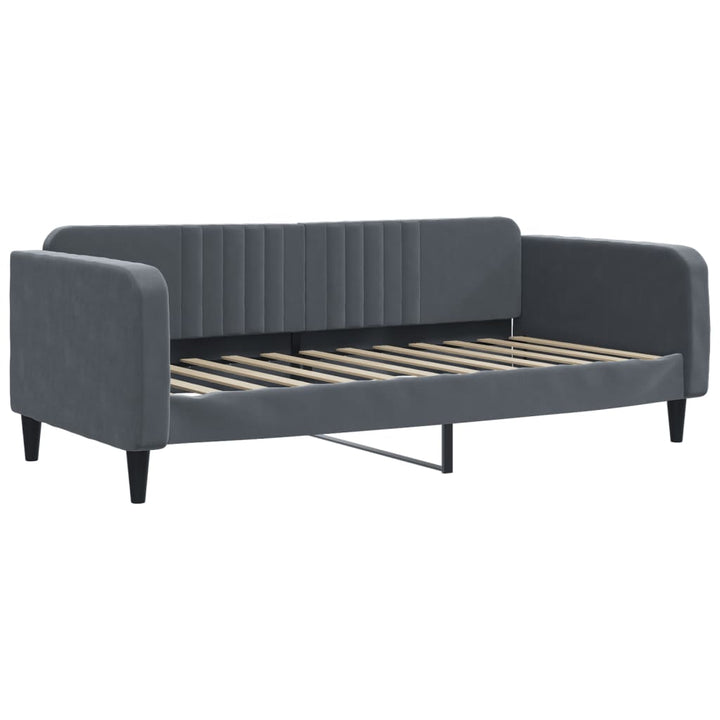 daybed med udtræk og skuffer 90x200 cm velour mørkegrå