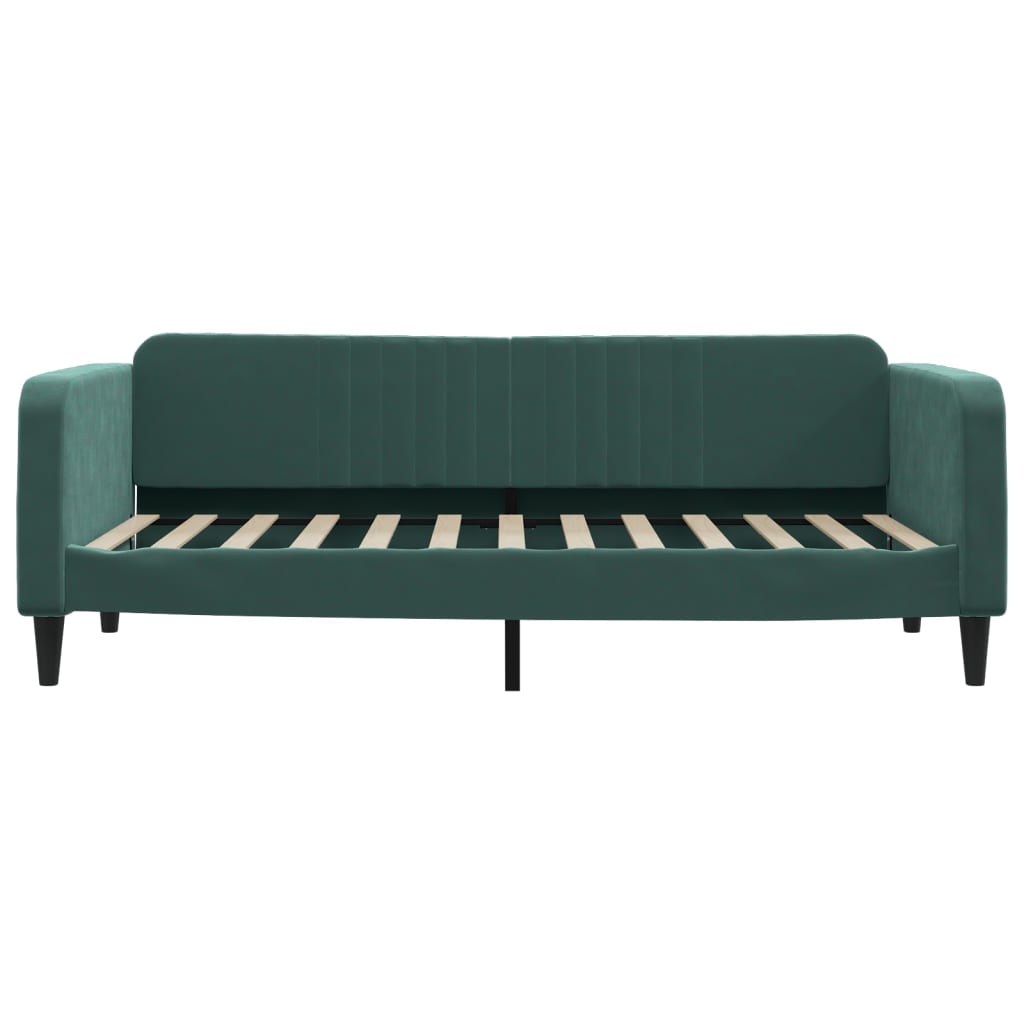daybed med udtræk og skuffer 90x200 cm velour mørkegrøn