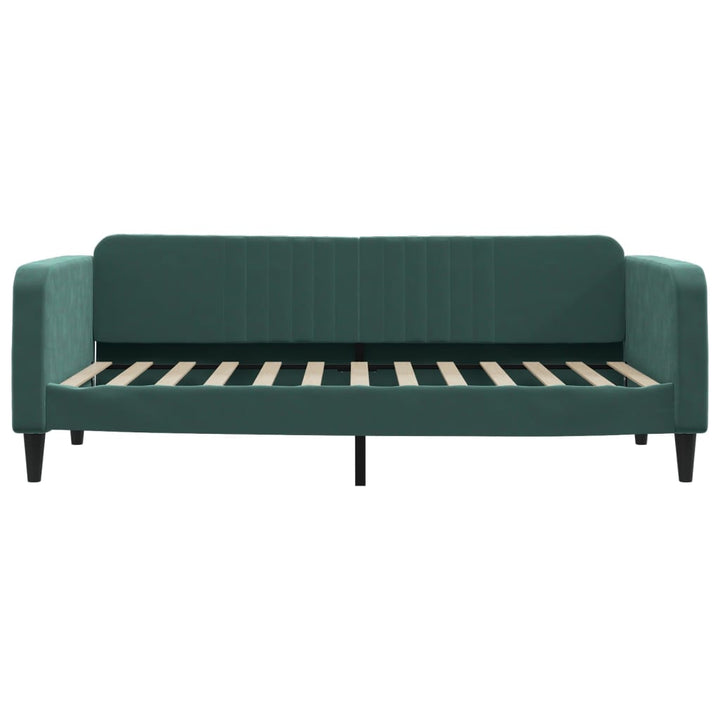daybed med udtræk og skuffer 90x200 cm velour mørkegrøn