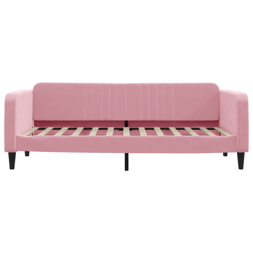 daybed med udtræk og skuffer 90x200 cm velour lyserød