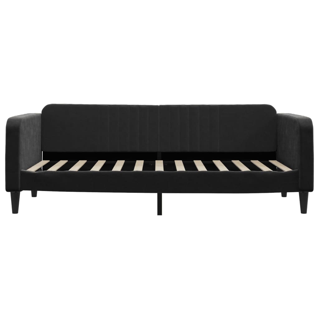 daybed med udtræk og skuffer 90x200 cm velour sort