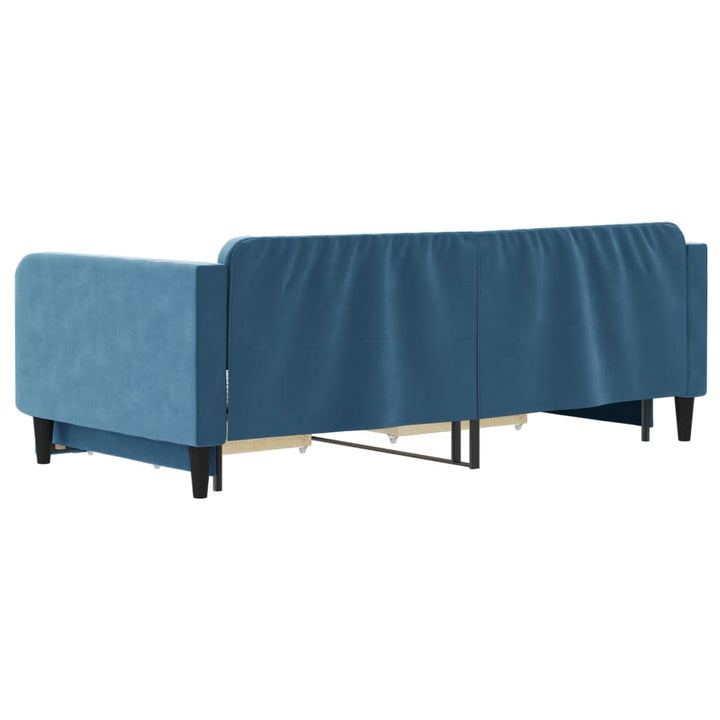 daybed med udtræk og skuffer 100x200 cm velour blå