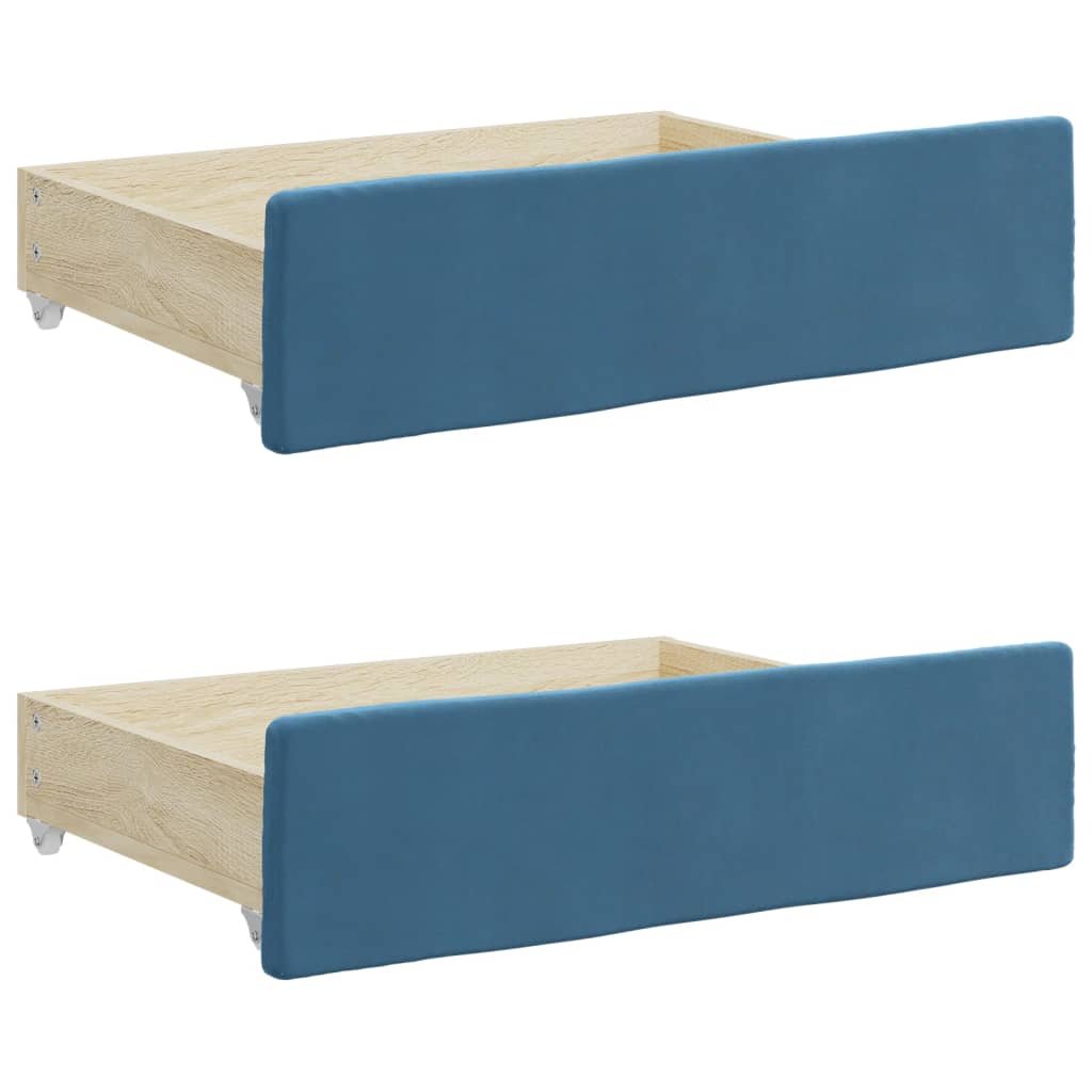 daybed med udtræk og skuffer 100x200 cm velour blå