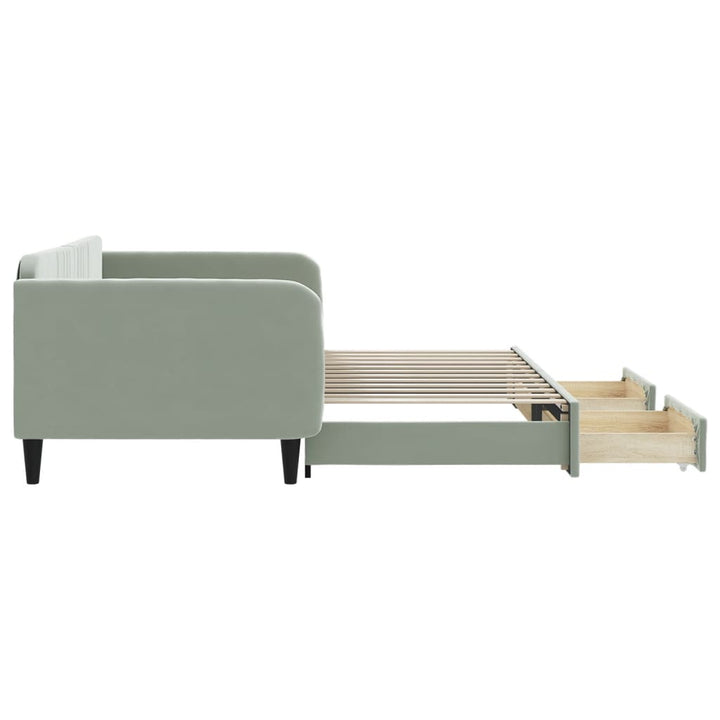 daybed med udtræk og skuffer 100x200 cm velour lysegrå
