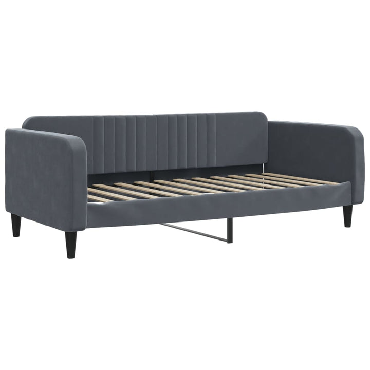 daybed med udtræk og skuffer 100x200 cm velour mørkegrå