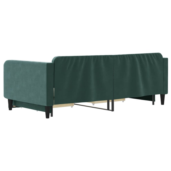 daybed med udtræk og skuffer 100x200 cm velour mørkegrøn