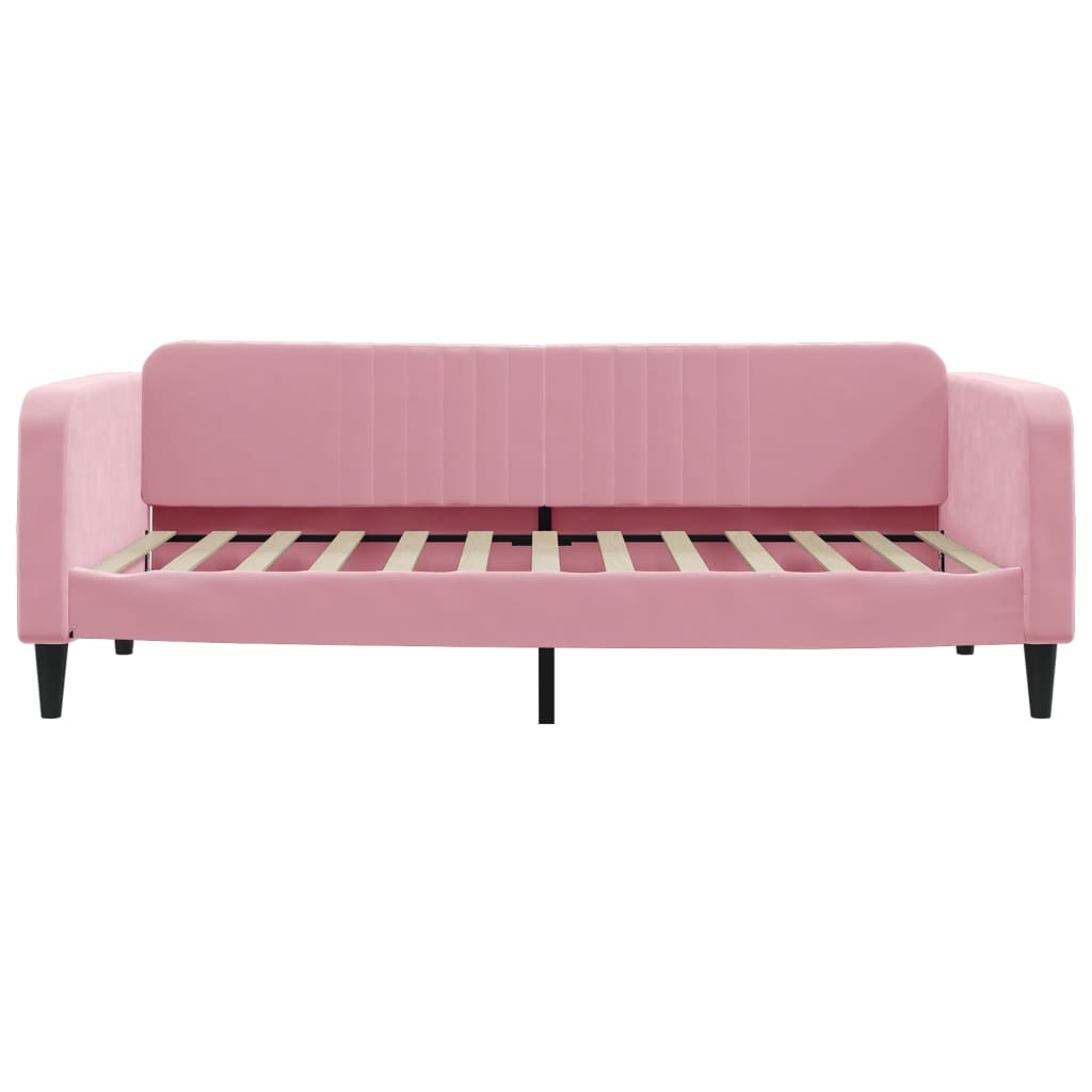 daybed med udtræk og skuffer 100x200 cm velour lyserød