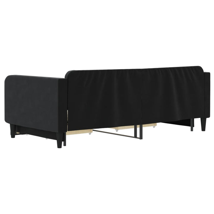 daybed med udtræk og skuffer 100x200 cm velour sort