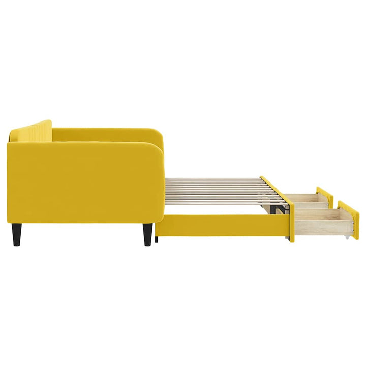 daybed med udtræk og skuffer 100x200 cm velour gul