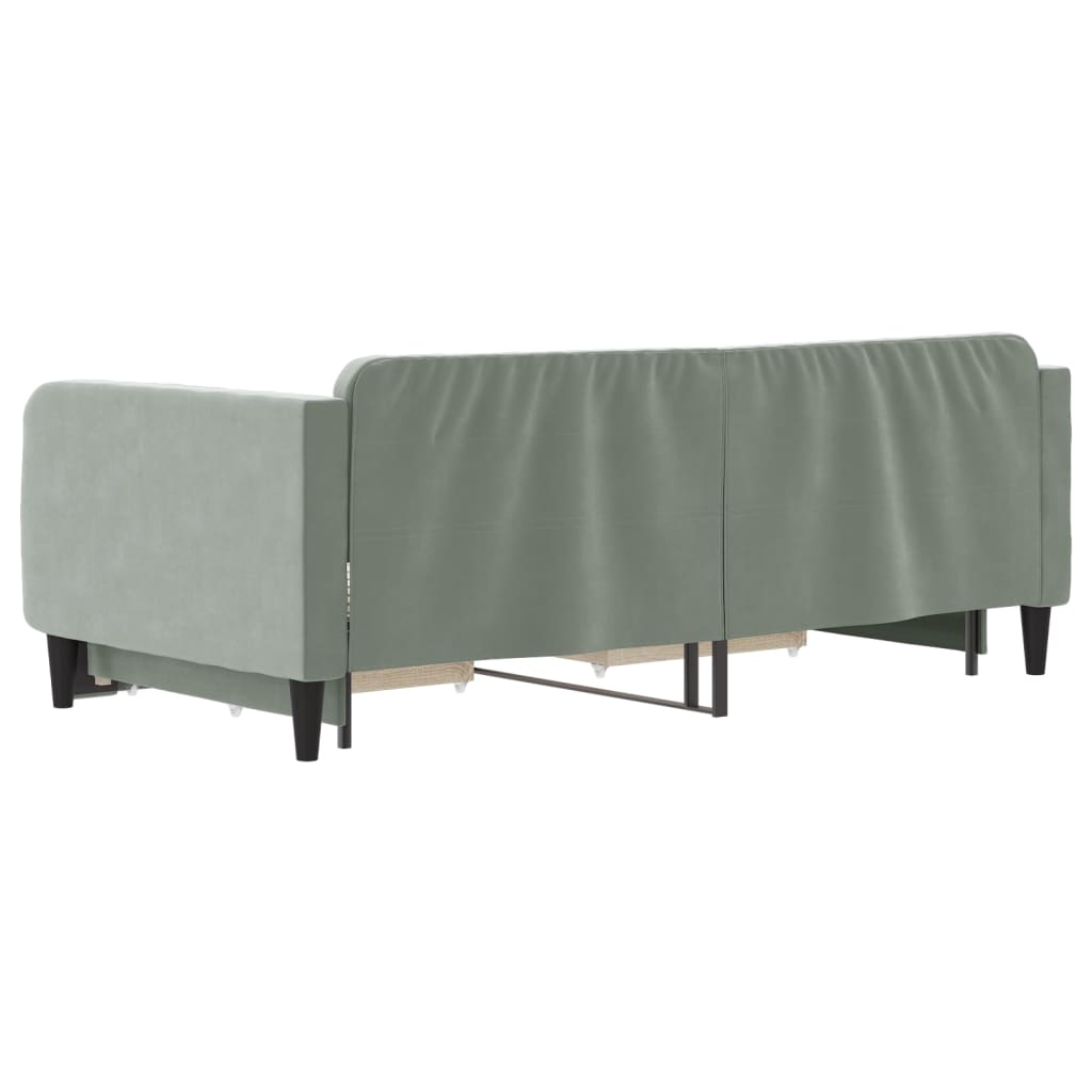 daybed med udtræk og skuffer 90x190 cm velour lysegrå