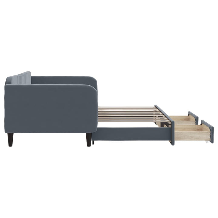 daybed med udtræk og skuffer 90x190 cm velour mørkegrå