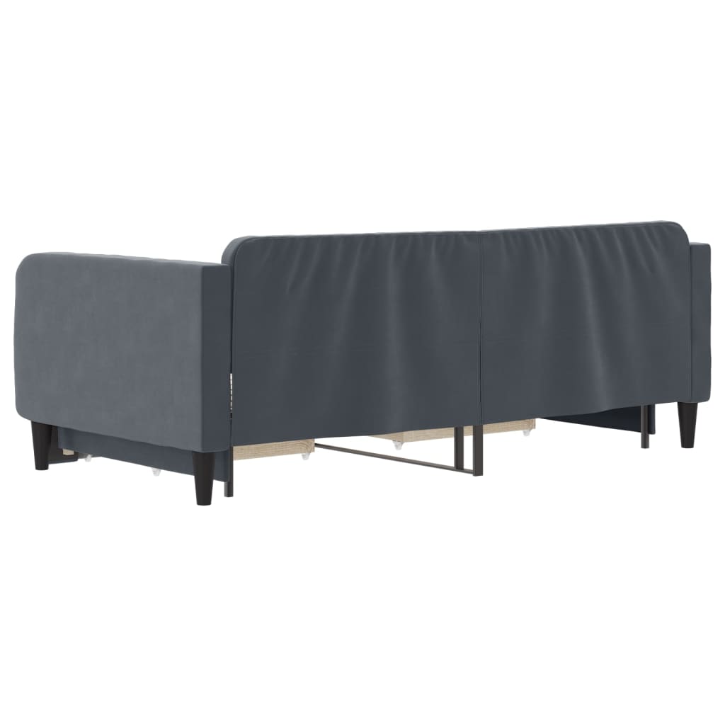 daybed med udtræk og skuffer 90x190 cm velour mørkegrå