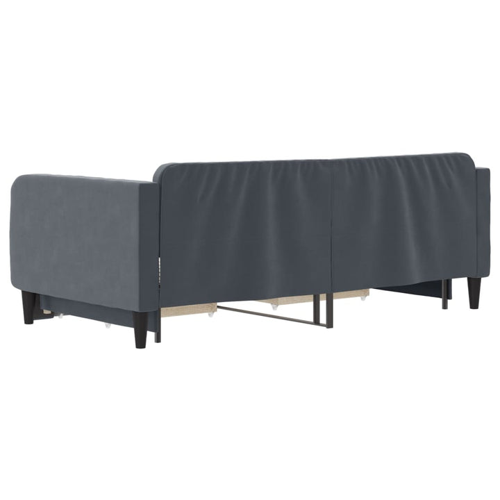 daybed med udtræk og skuffer 90x190 cm velour mørkegrå