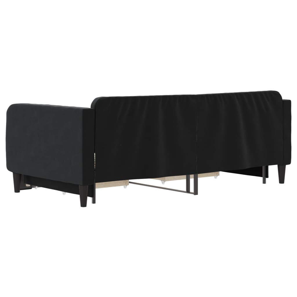 daybed med udtræk og skuffer 90x190 cm velour sort