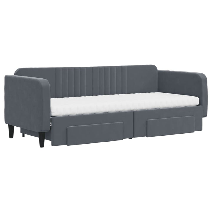 daybed med udtræk og skuffer 80x200 cm velour mørkegrå