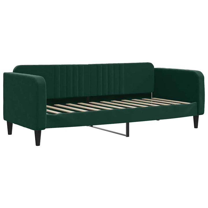 daybed med udtræk og skuffer 80x200 cm velour mørkegrøn