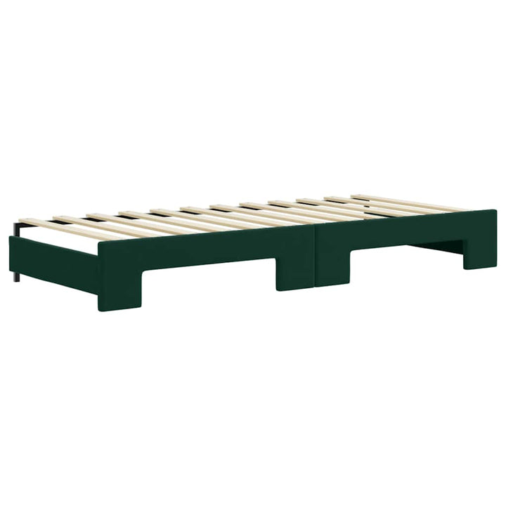 daybed med udtræk og skuffer 80x200 cm velour mørkegrøn