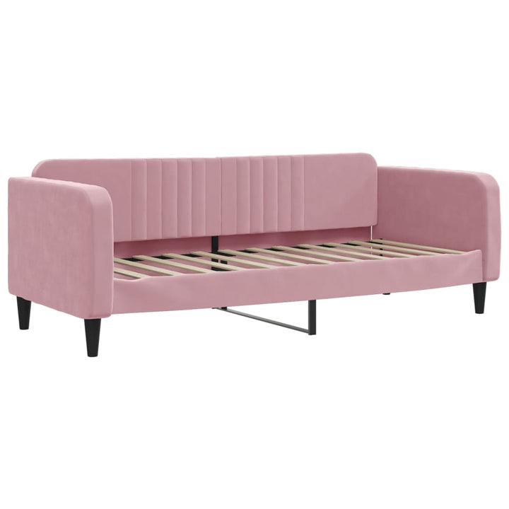 daybed med udtræk og skuffer 80x200 cm velour lyserød