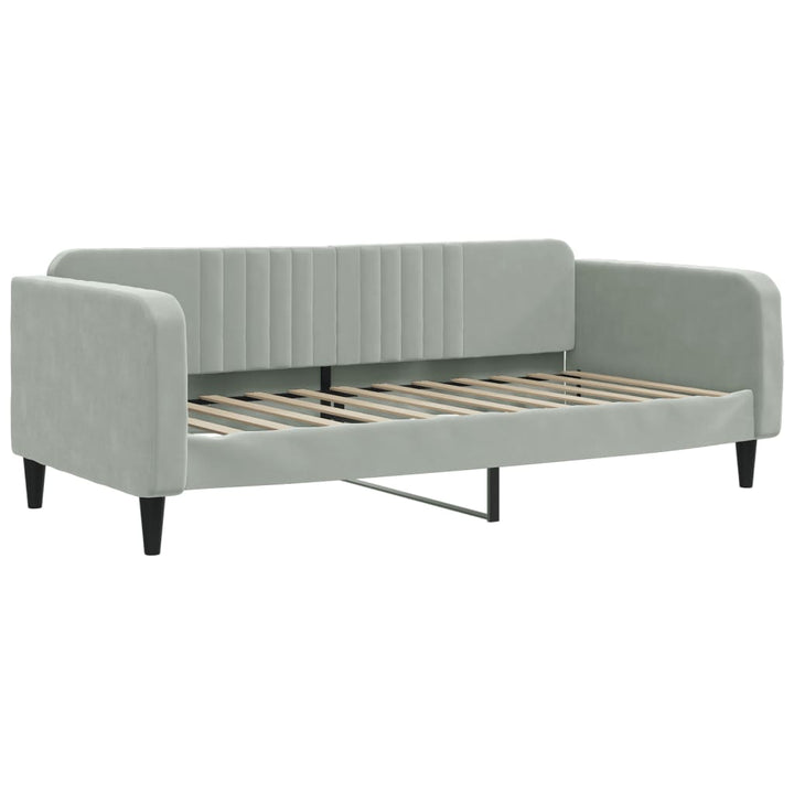 daybed med udtræk og skuffer 90x200 cm velour lysegrå