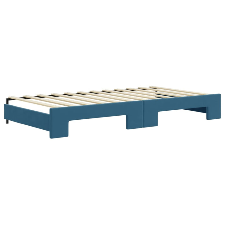 daybed med udtræk og skuffer 100x200 cm velour blå