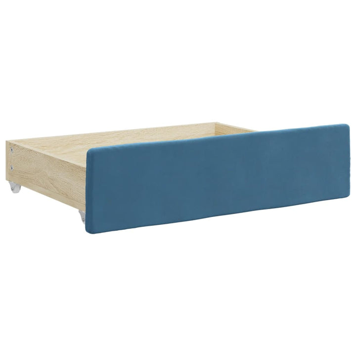 daybed med udtræk og skuffer 100x200 cm velour blå