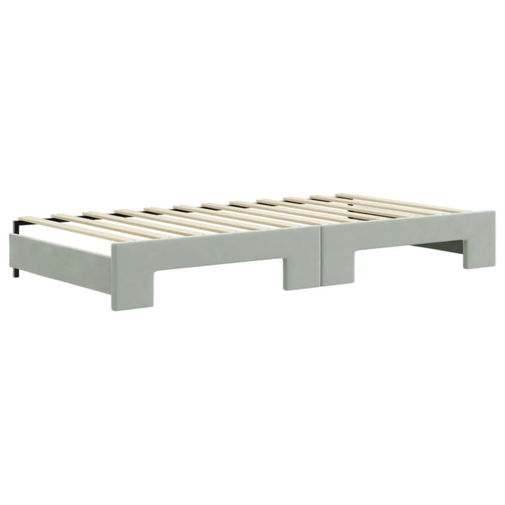 daybed med udtræk og skuffer 100x200 cm velour lysegrå