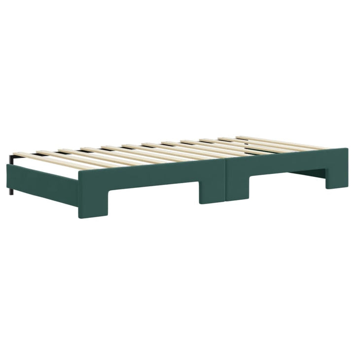 daybed med udtræk og skuffer 100x200 cm velour mørkegrøn