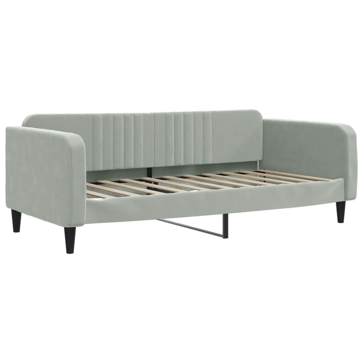 daybed med udtræk og skuffer 90x190 cm velour lysegrå