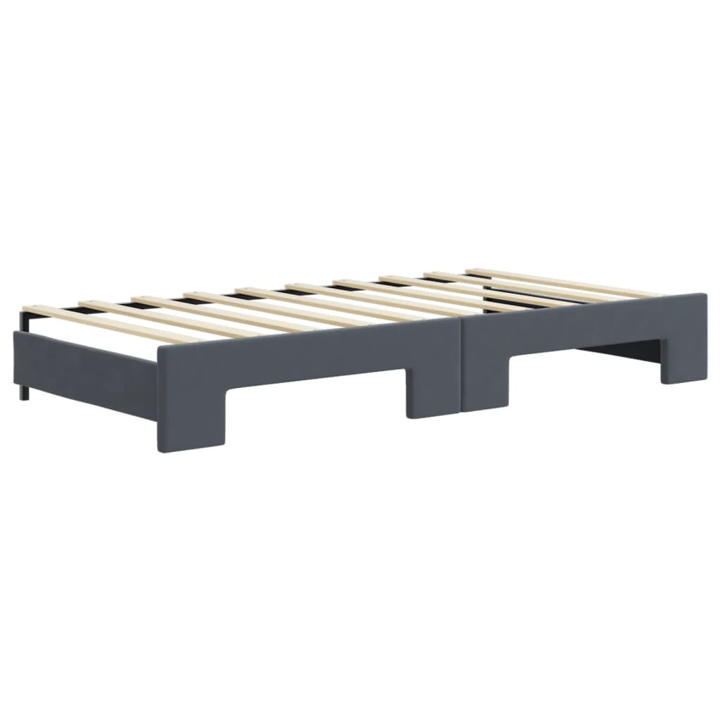 daybed med udtræk og skuffer 90x190 cm velour mørkegrå