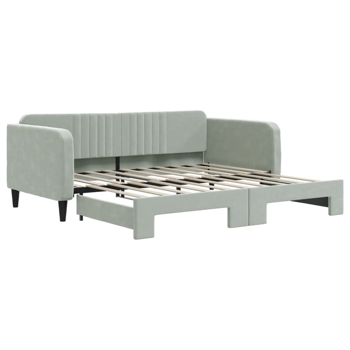 daybed med udtræk 100x190 cm velour lysegrå