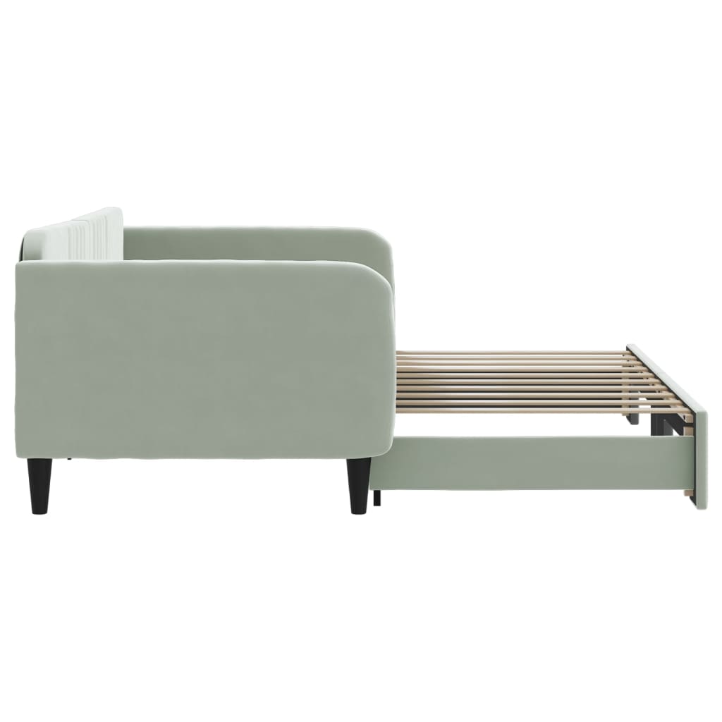 daybed med udtræk 100x190 cm velour lysegrå