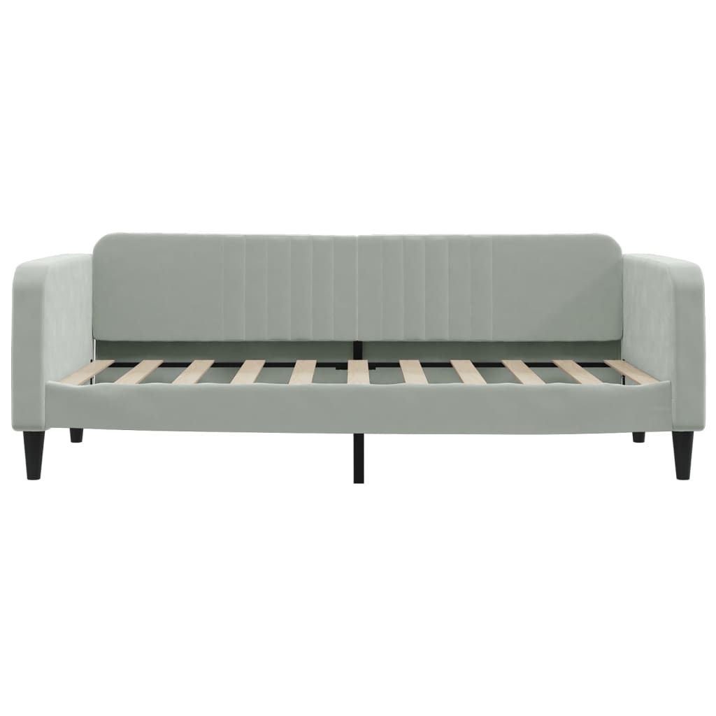 daybed med udtræk og skuffer 100x190 cm velour lysegrå