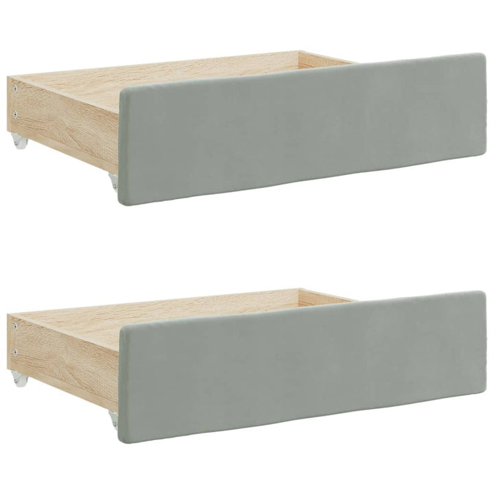 daybed med udtræk og skuffer 100x190 cm velour lysegrå