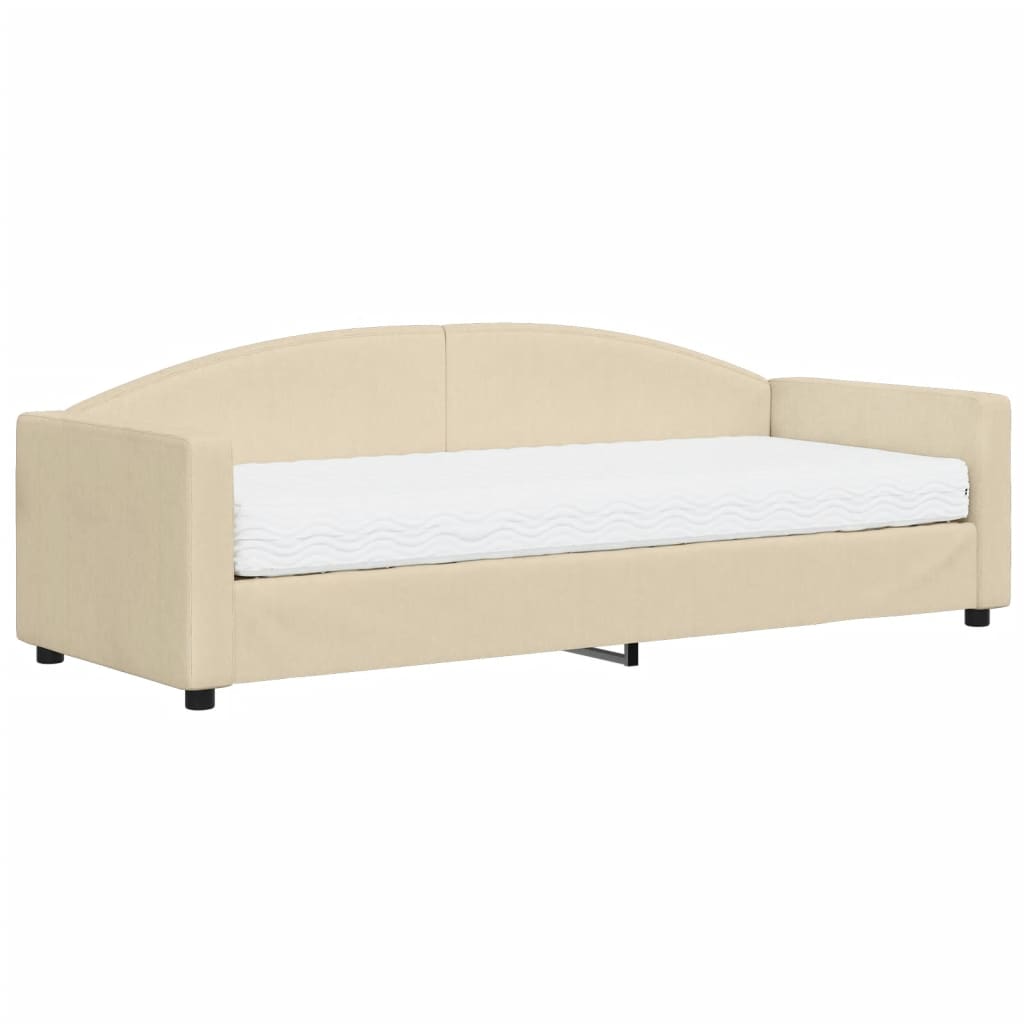 daybed med madras 80x200 cm stof cremefarvet