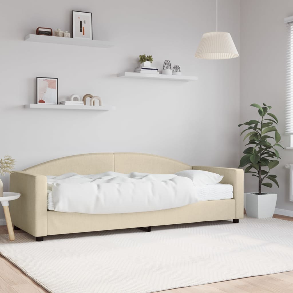 daybed med madras 80x200 cm stof cremefarvet