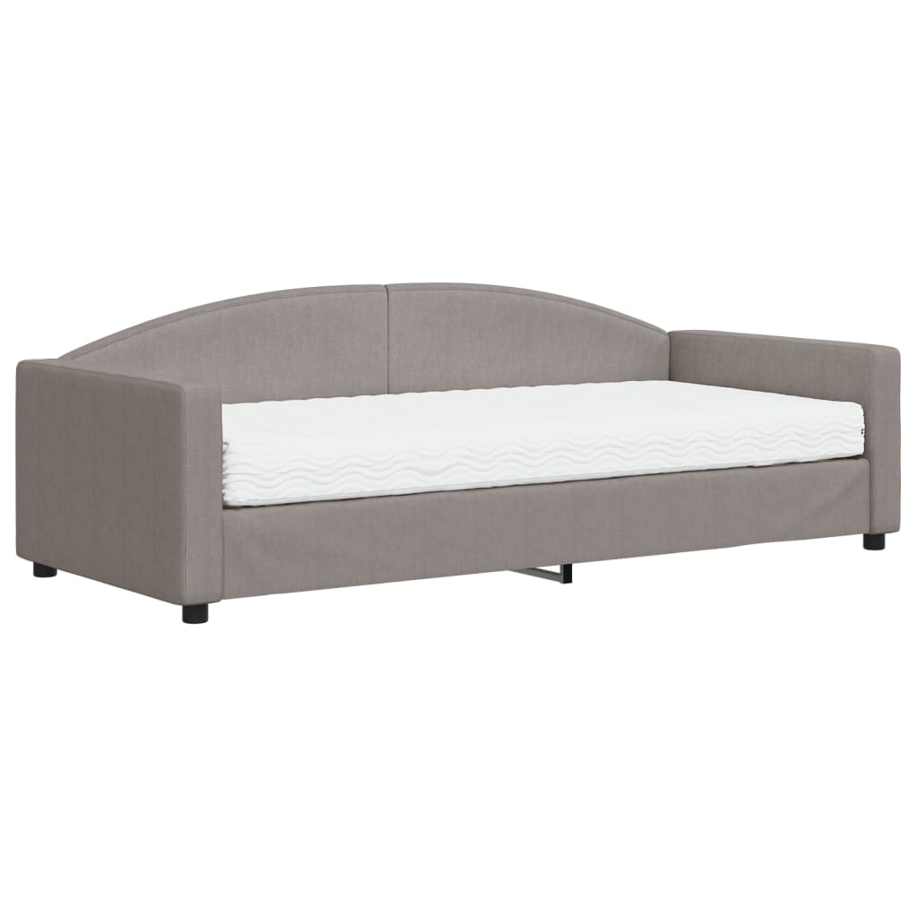 daybed med madras 90x200 cm stof gråbrun