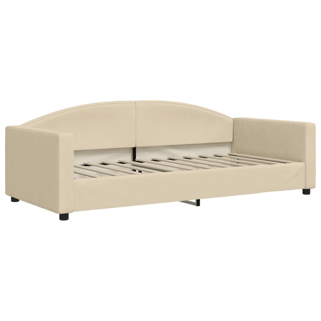 daybed med madras 90x200 cm stof cremefarvet