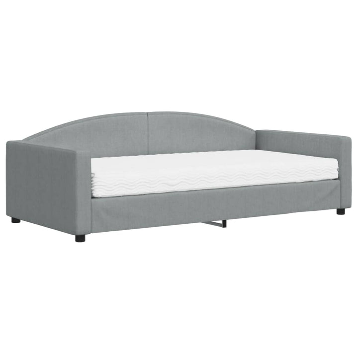 daybed med madras 100x200 cm stof lysegrå