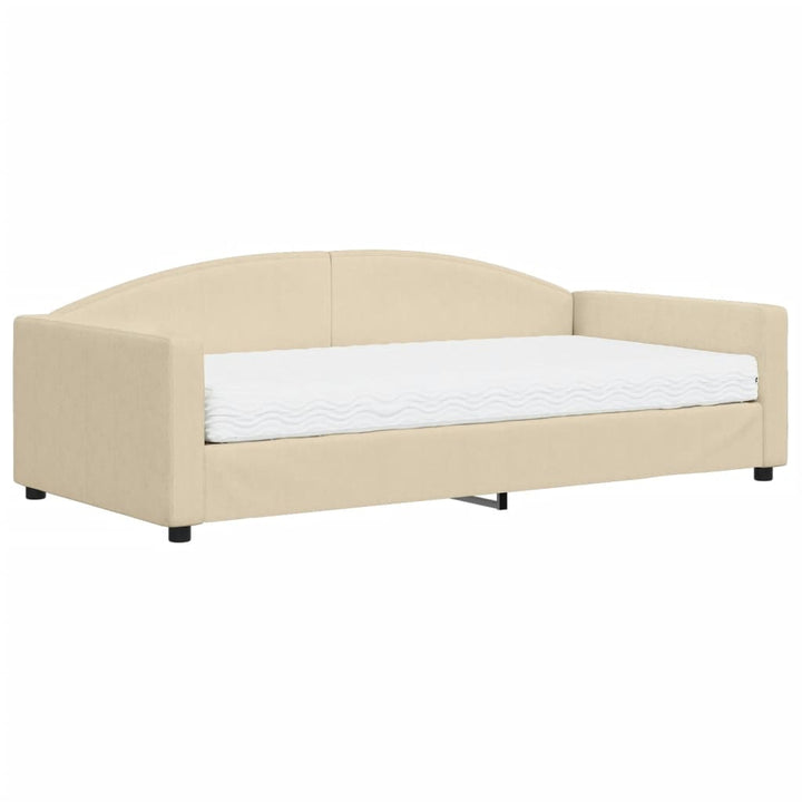 daybed med madras 100x200 cm stof cremefarvet