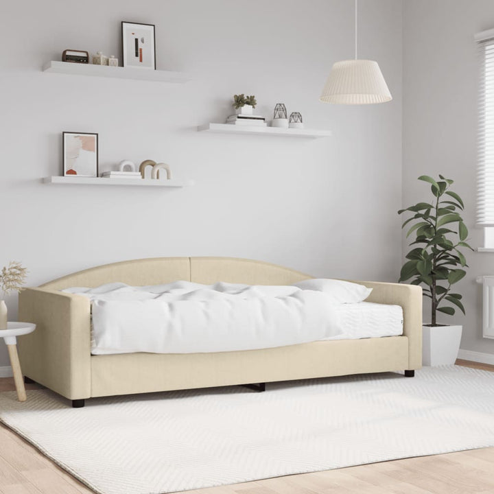 daybed med madras 100x200 cm stof cremefarvet