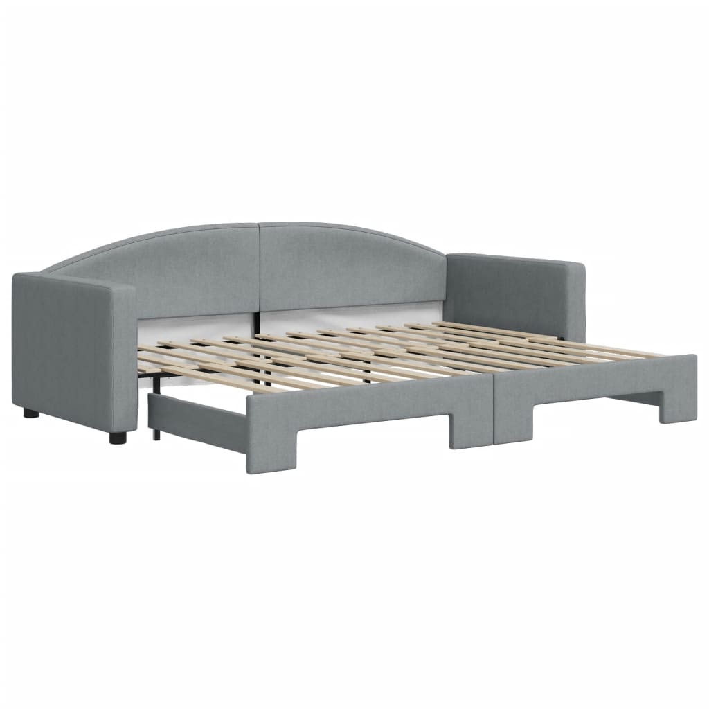 daybed med udtræk 80x200 cm stof lysegrå
