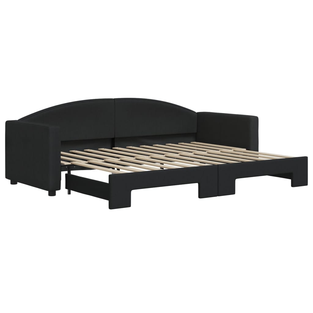 daybed med udtræk 80x200 cm stof sort