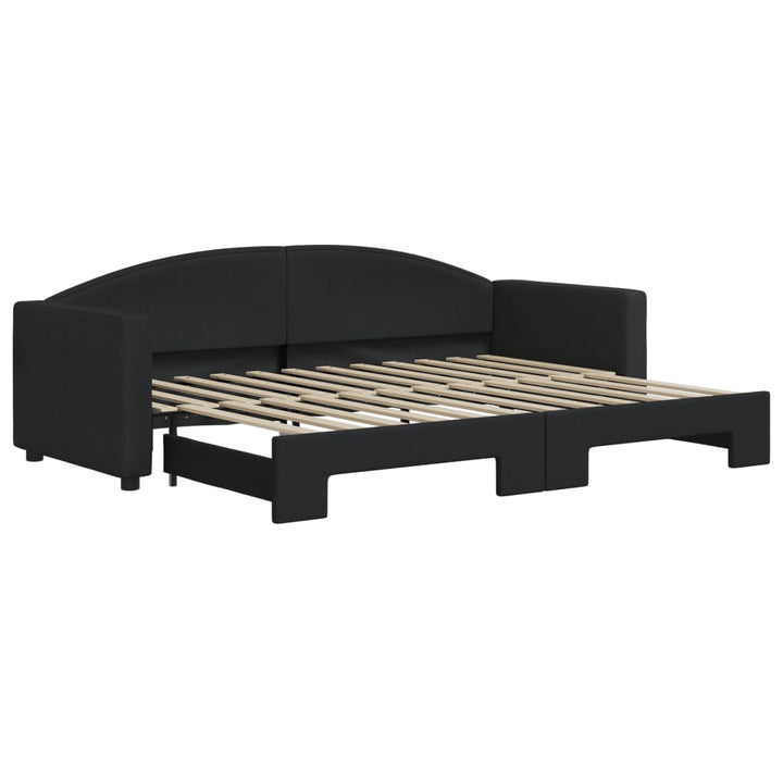 daybed med udtræk 80x200 cm stof sort