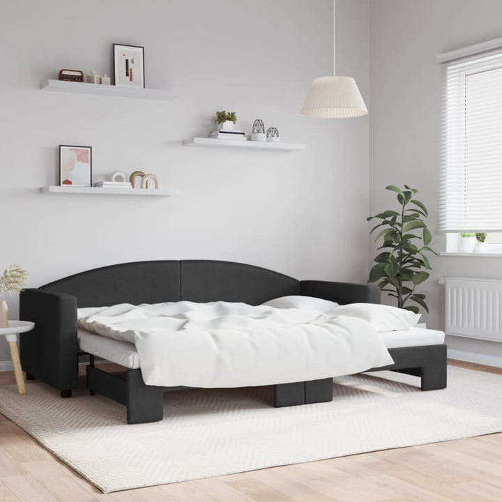daybed med udtræk 80x200 cm stof sort