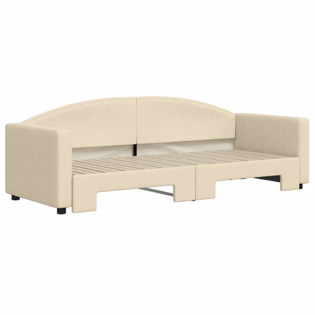 daybed med udtræk 80x200 cm stof cremefarvet