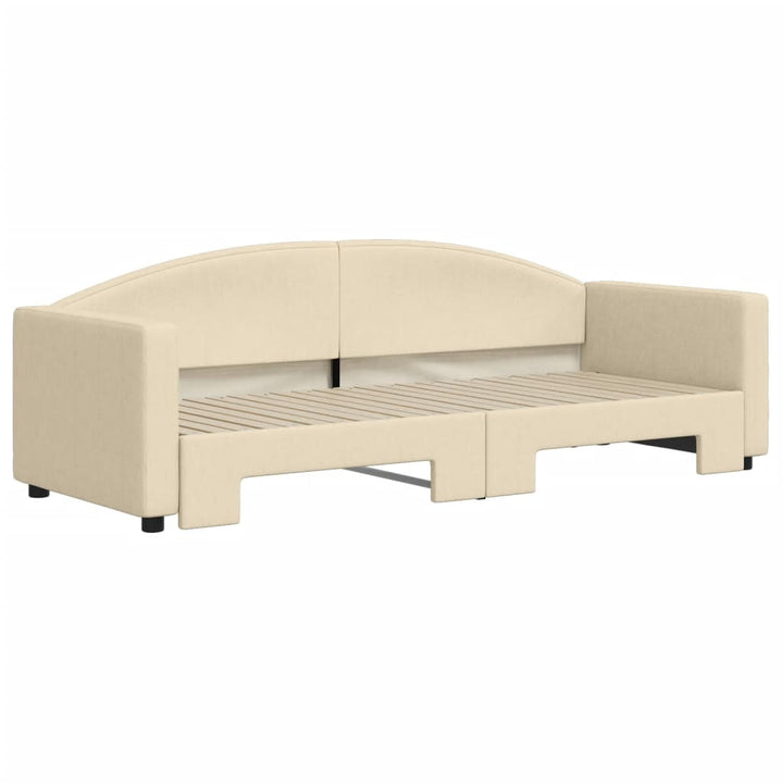 daybed med udtræk 80x200 cm stof cremefarvet