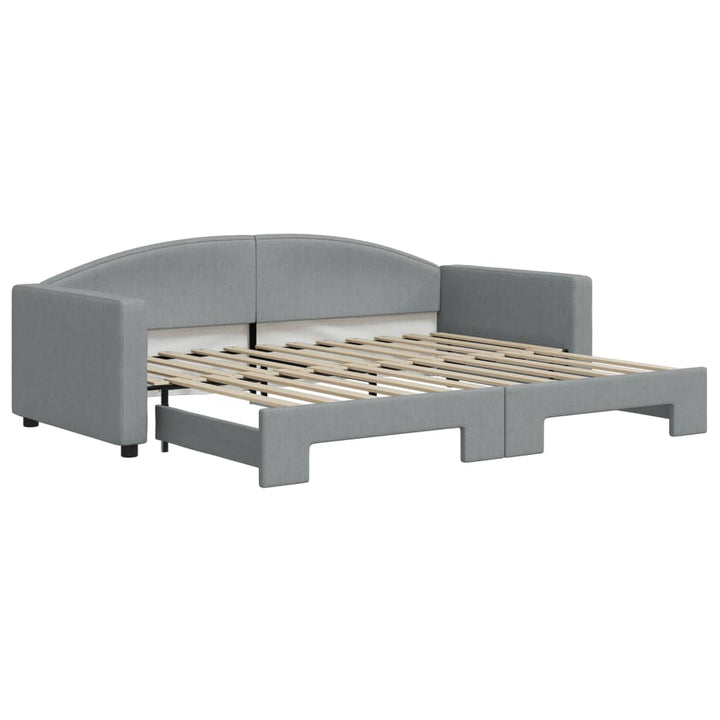 daybed med udtræk 90x200 cm stof lysegrå