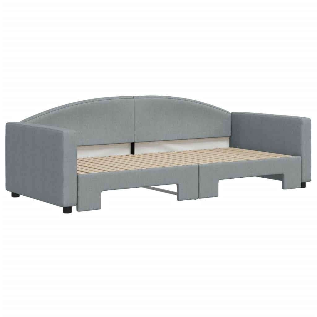 daybed med udtræk 90x200 cm stof lysegrå