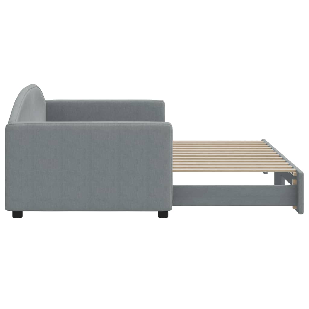 daybed med udtræk 90x200 cm stof lysegrå